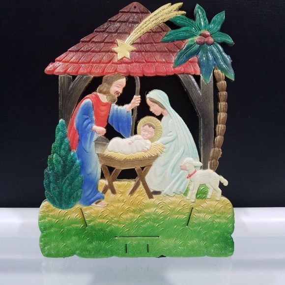 Christmas 1940s Jesus Born Shooting Star German Vintage Die Cut Wall Art - Picture 1 of 7